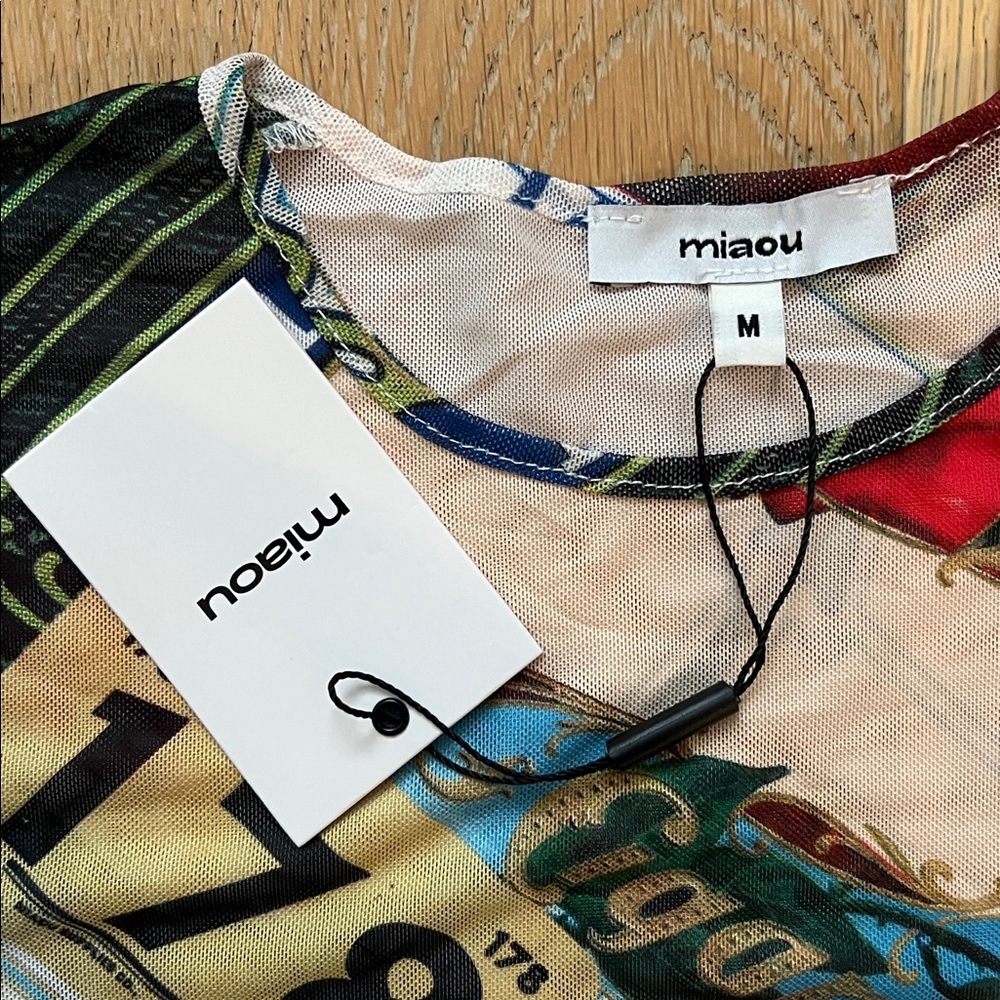 Miaou White Graphic Short Sleeve Tee with Red & Green Accents - Picture 5 of 9